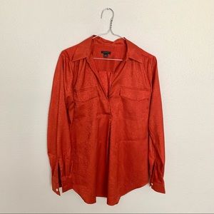 Ann Taylor Burnt Orange Leopard Print Blouse